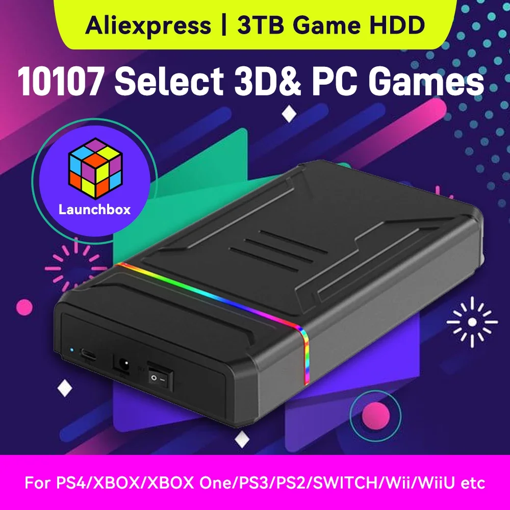 Gaming Console Chinese - 3TB Launchbox Tragbare Gaming-Festplatte mit 10107