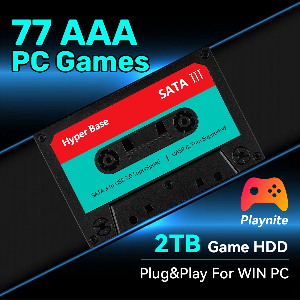 Gaming Console Chinese - 2TB Spiele-Festplatte mit 77 PC-Spielen AAA-Spiele